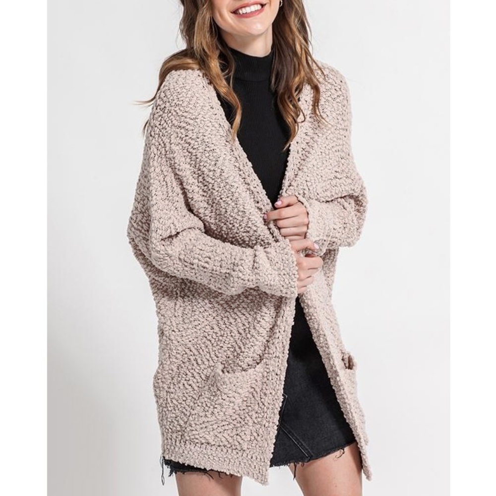 Cozy Pocket Open Popcorn Soft Cardigan - Picture 7 of 7